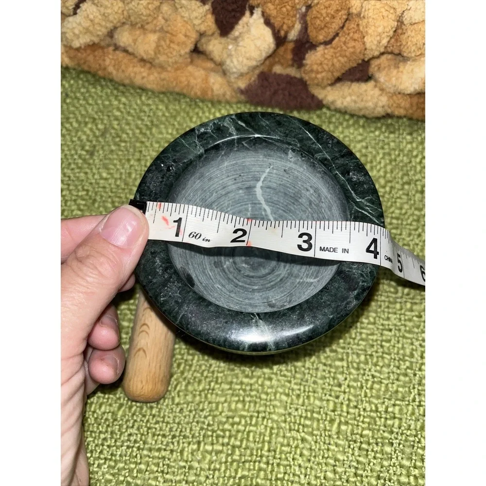 Mortar And Pestle Footed Marble Natural‎ Stone Green Food Grinder